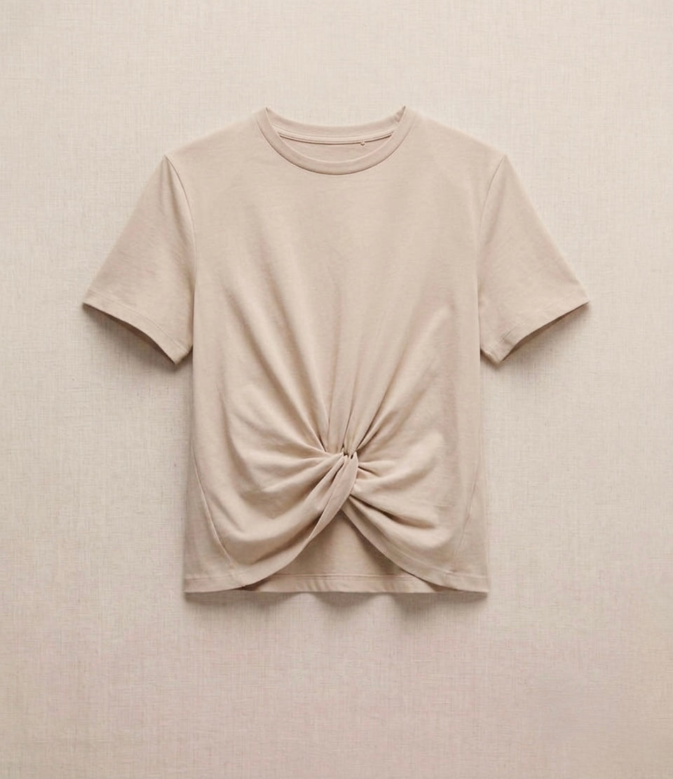 Camiseta Nudo Hombreras beige
