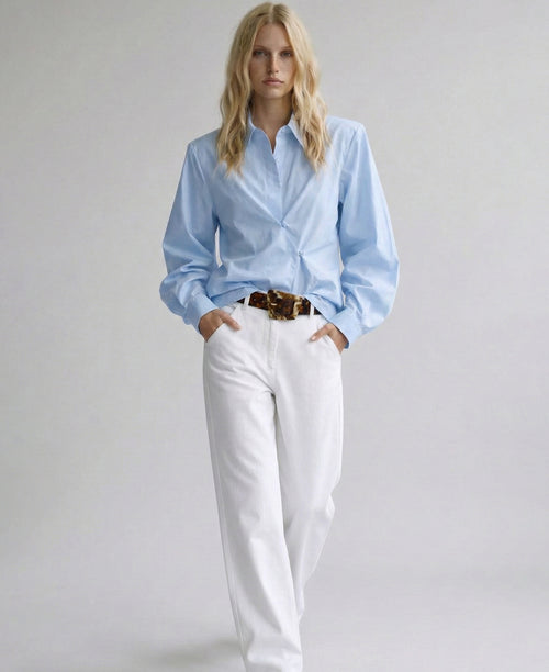 Camisa Hombreras azul Oxford