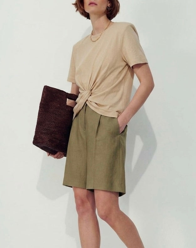 Camiseta Nudo Hombreras beige