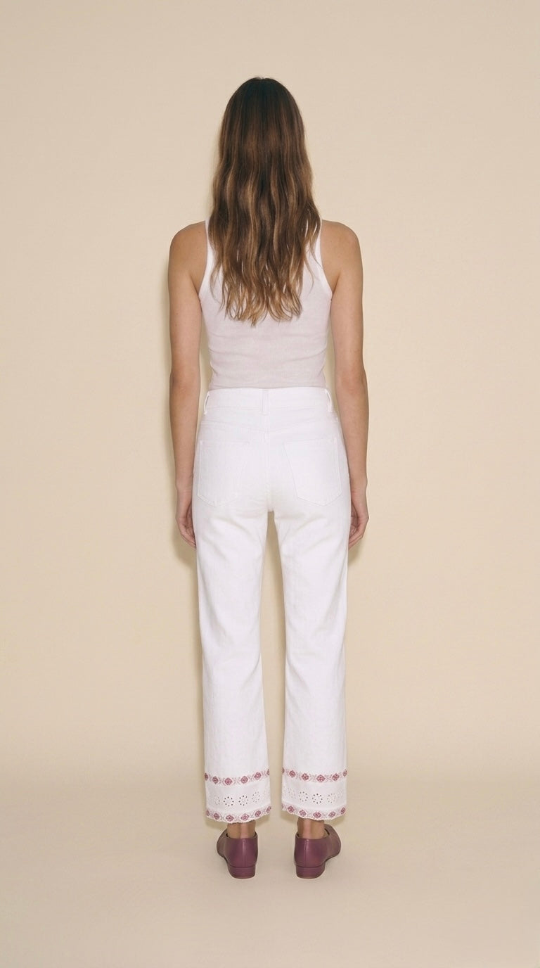 Jeans Wide Leg Bordados