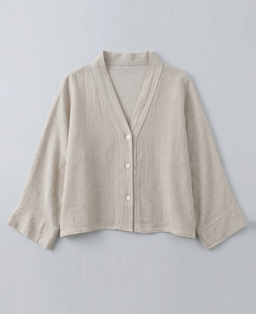 Camisa botones lino arena