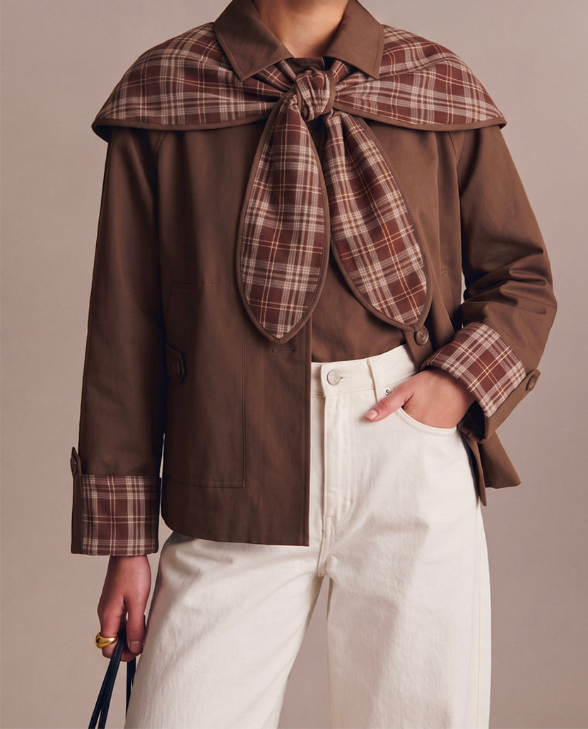 Gabardina lazo cuadros chocolate (PRE-ORDER)