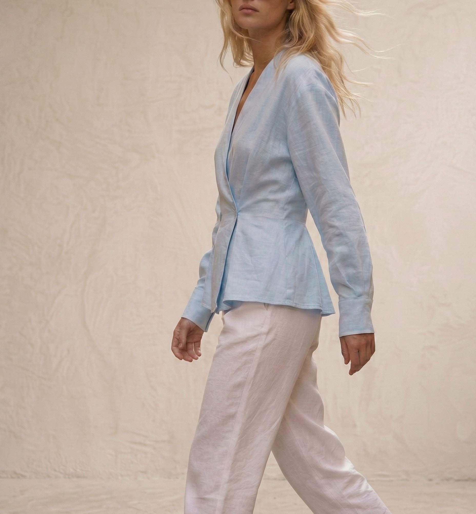 Camisa estructurada pinzas azul (PRE-VENTA)