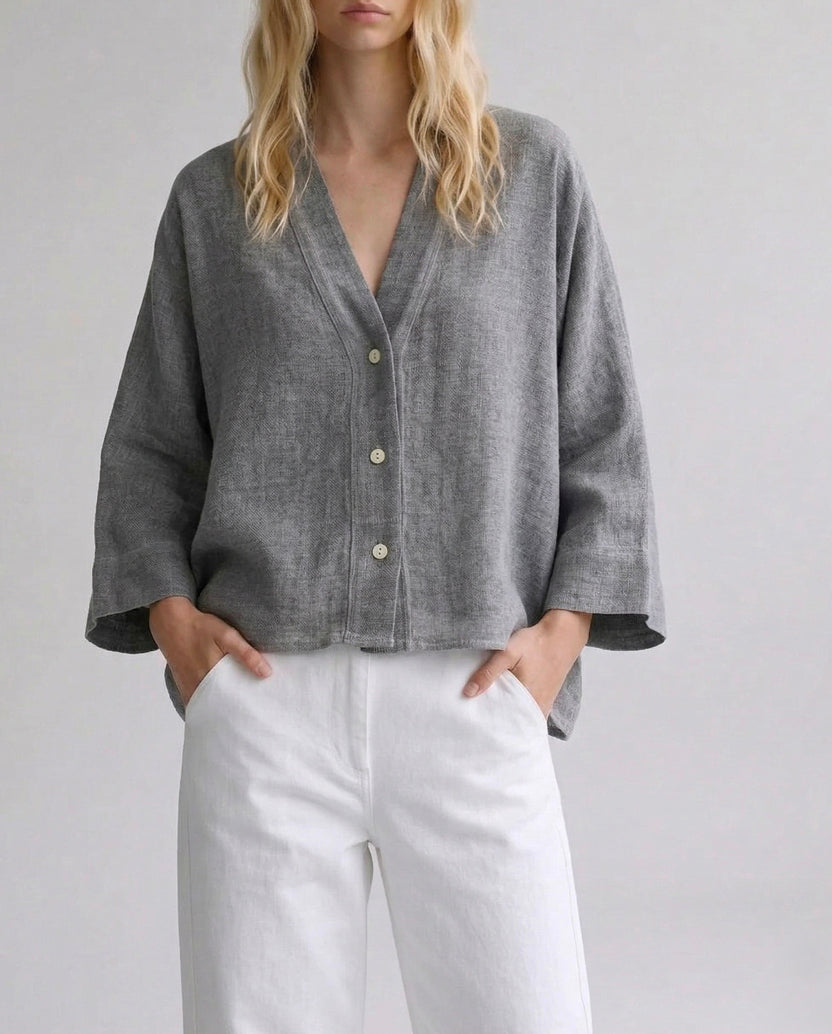 Camisa botones lino marengo (PRE-VENTA)