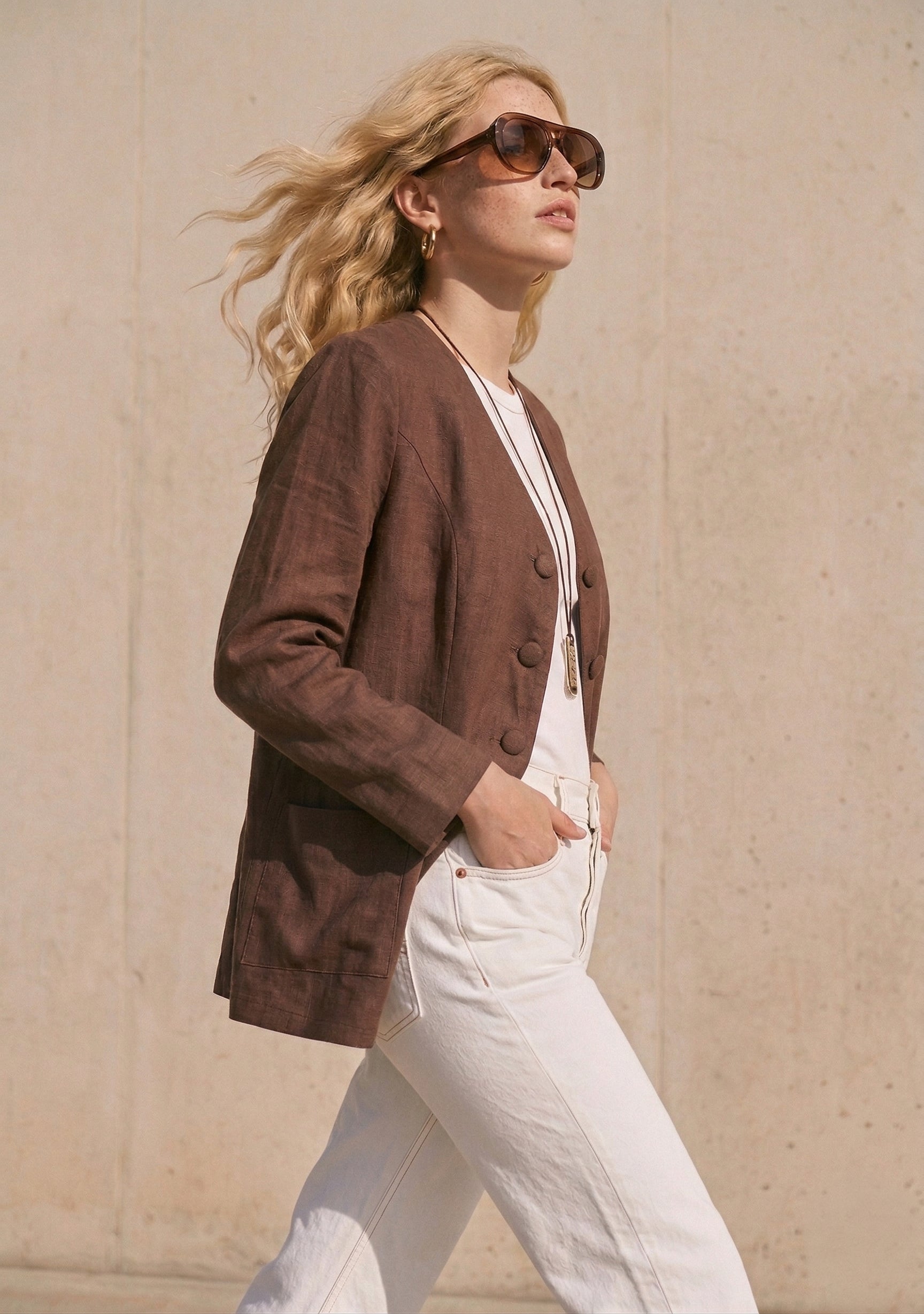 Blazer lino chocolate (PRE-VENTA)