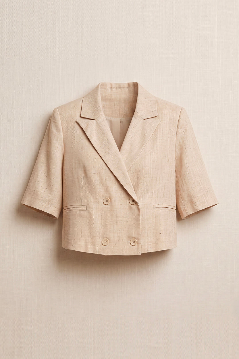 Chaqueta Cropped de Lino Cruzada (PRE-ORDER)