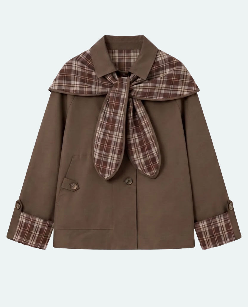 Gabardina lazo cuadros chocolate (PRE-ORDER)