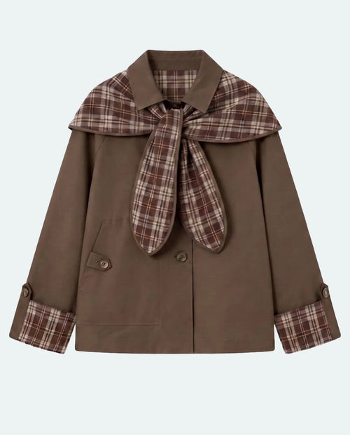 Gabardina lazo cuadros chocolate (PRE-ORDER)