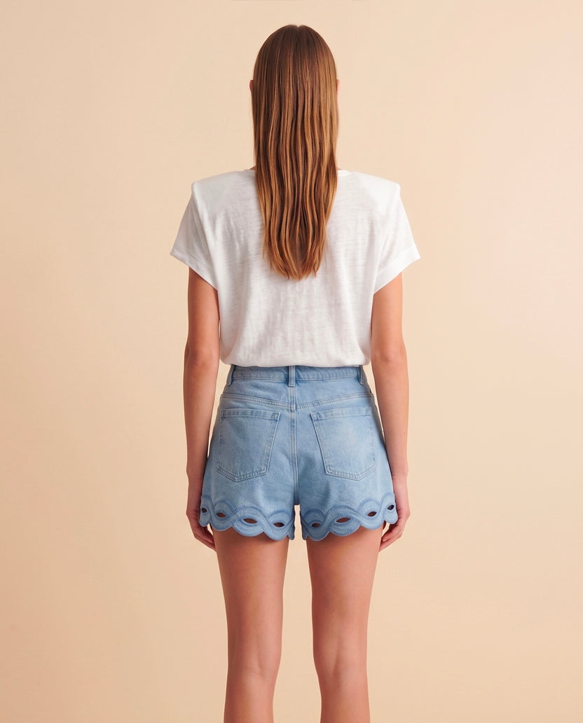 Pantalones cortos de tela vaquera ideales para verano con ondas.