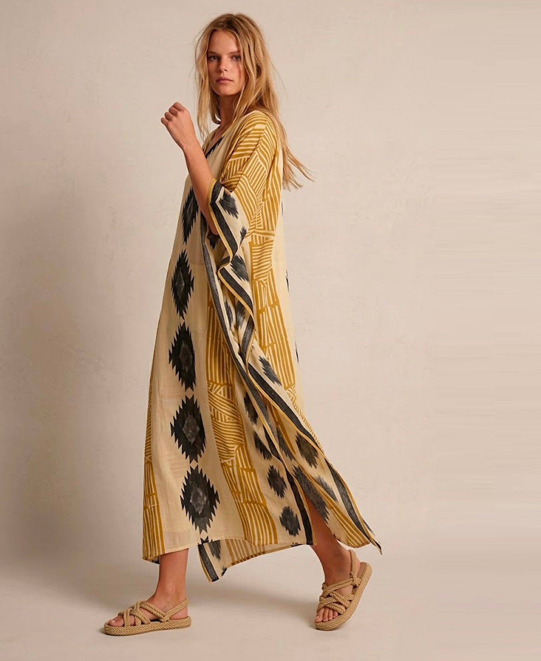 Kaftan mustard and black (PRE-ORDER)