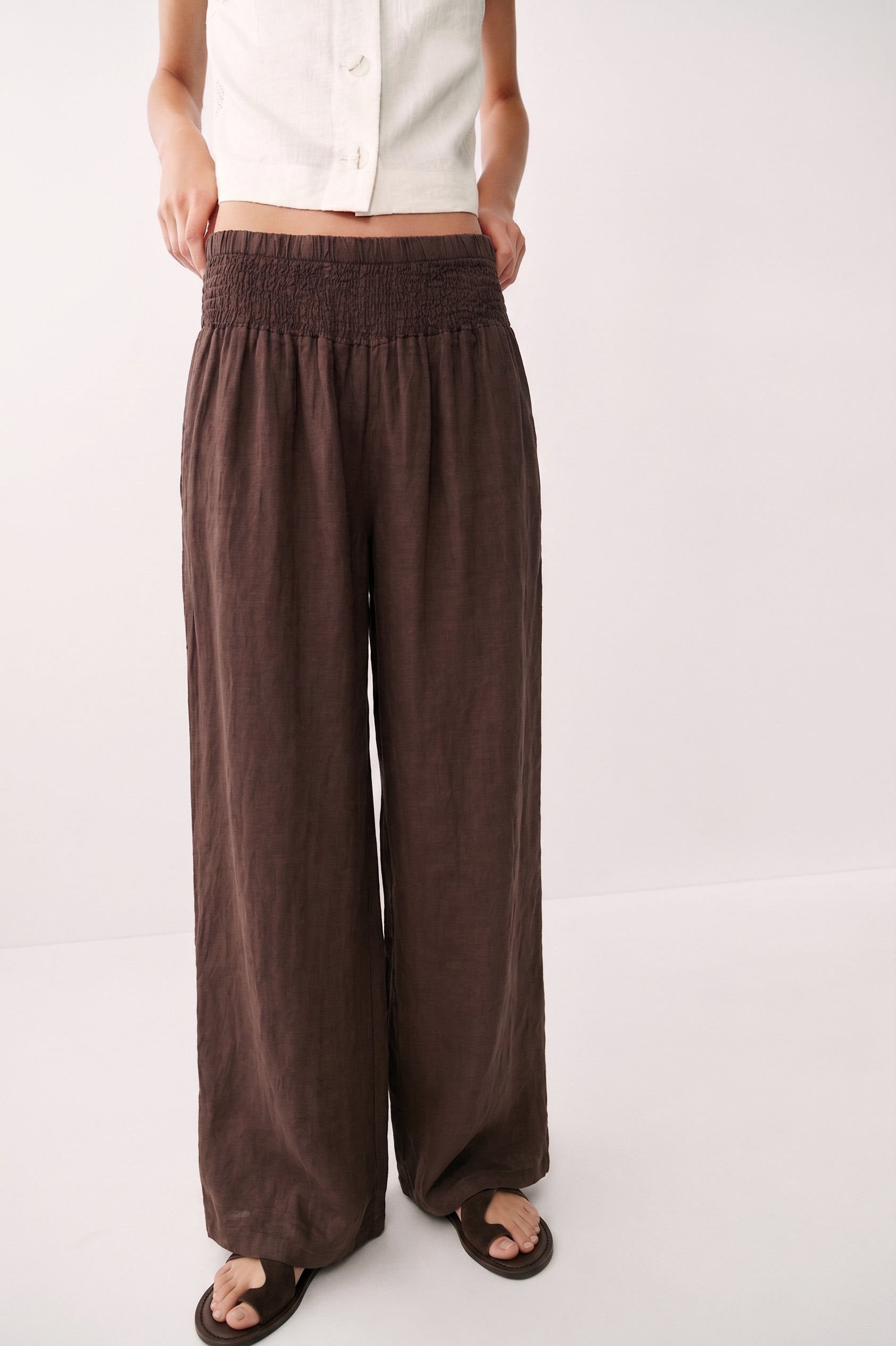 Black linen trousers