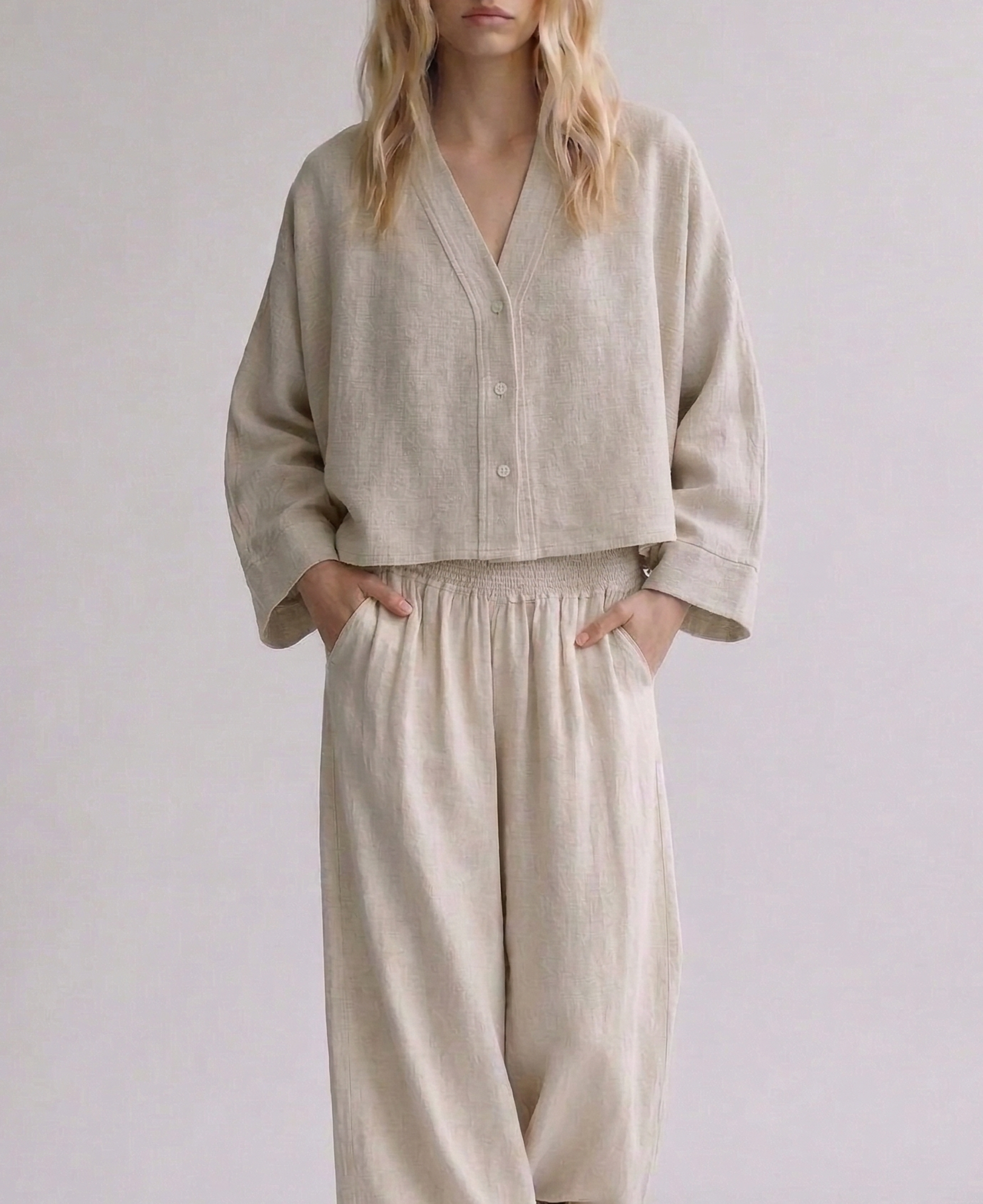 Camisa botones lino arena (PRE-VENTA)
