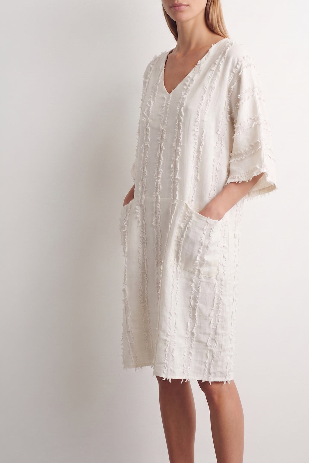 Vestido bolsillos Ecru