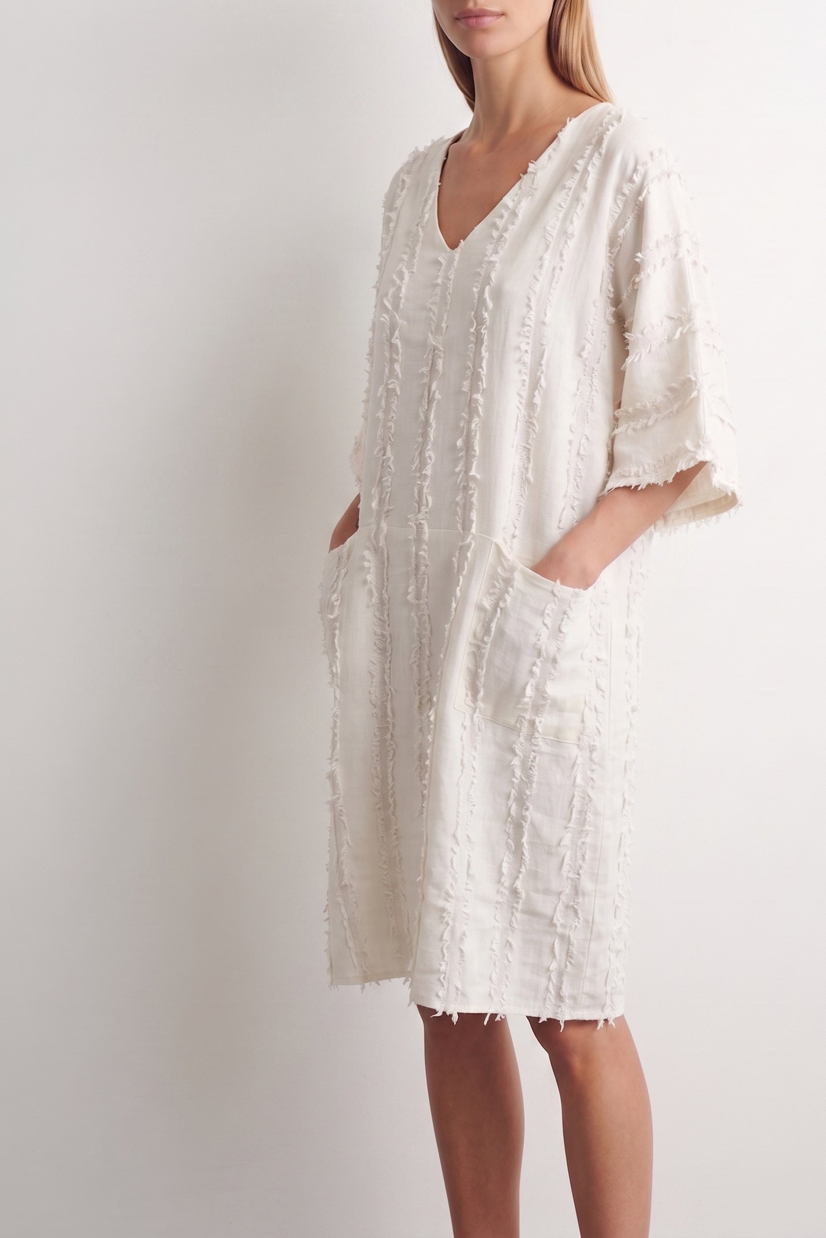 Vestido bolsillos Ecru