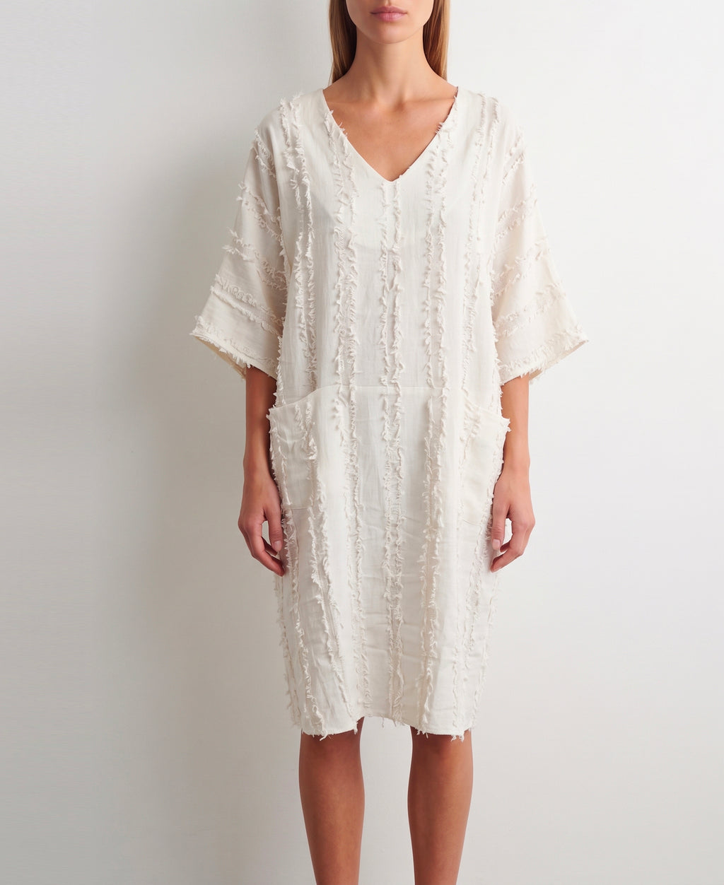 Vestido bolsillos Ecru